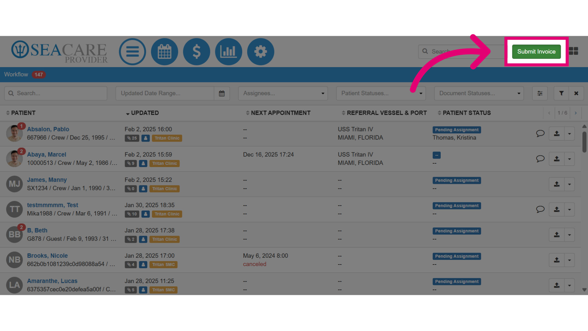 Select 'Submit Invoice'