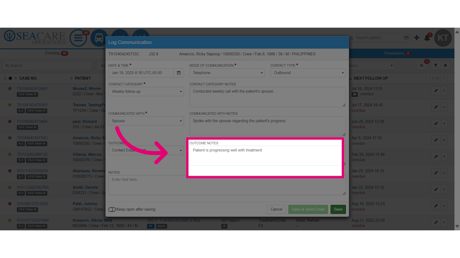 Add 'Outcome Notes'