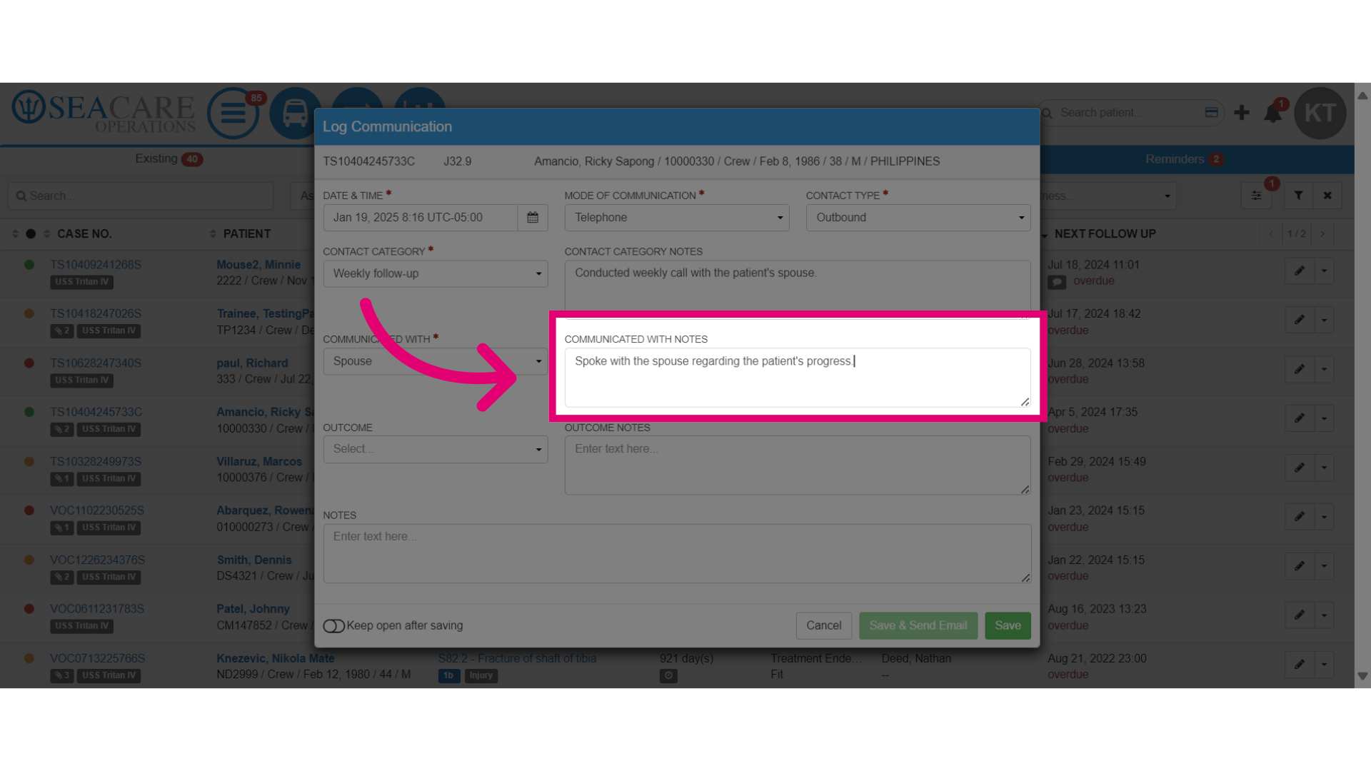 Add notes for 'Communicated With'