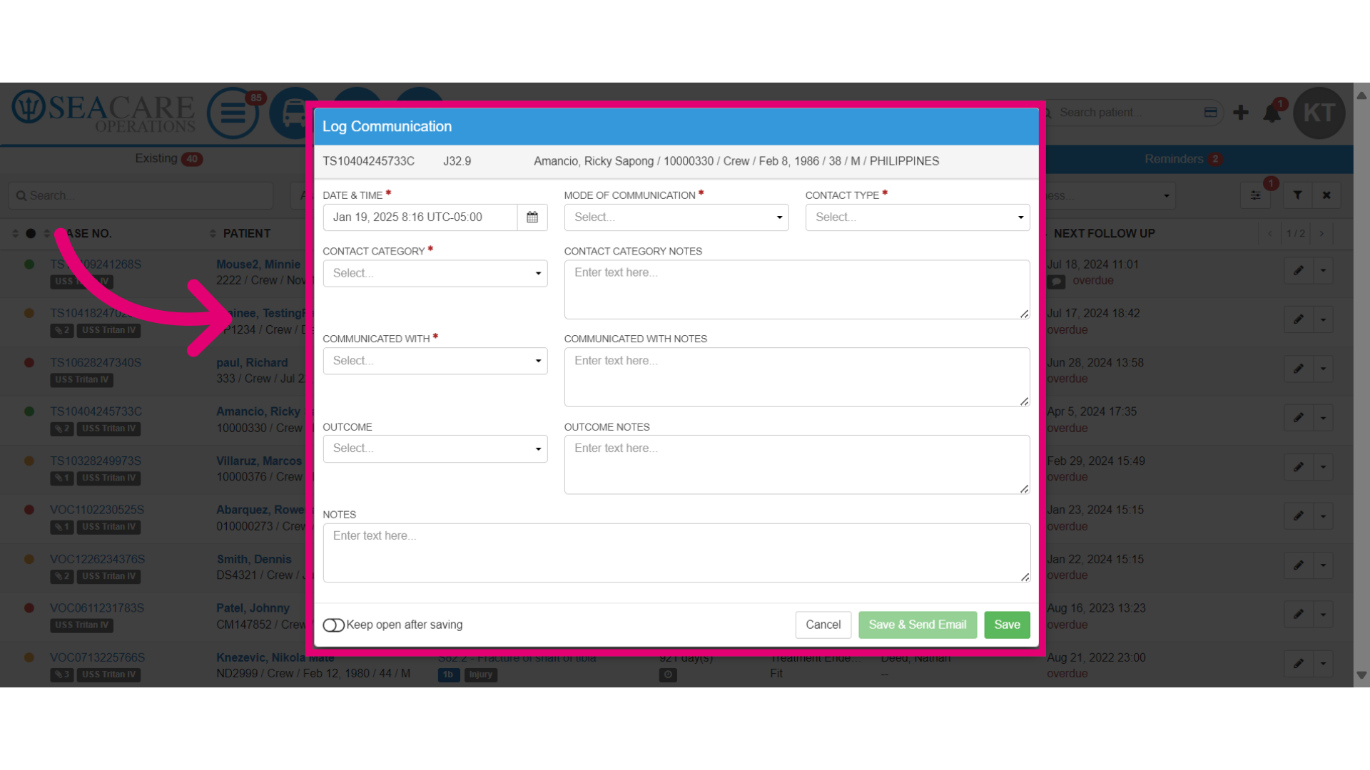 Document the communication details