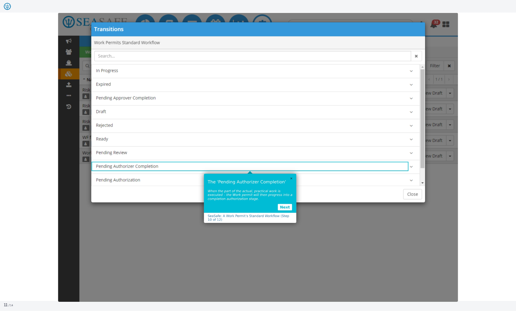 The 'Pending Authorizer Completion'