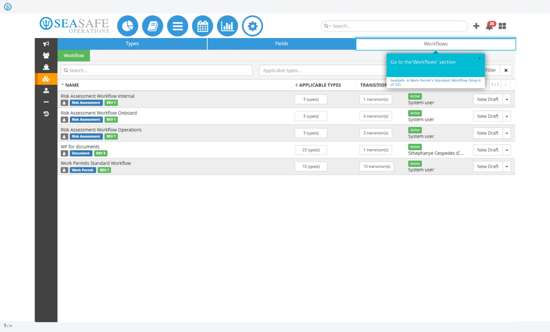 Go to the 'Workflows' section