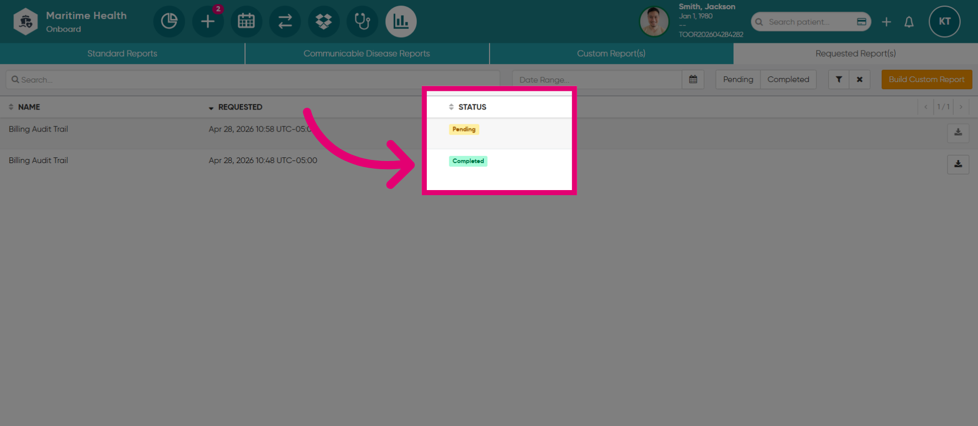 View Report Status