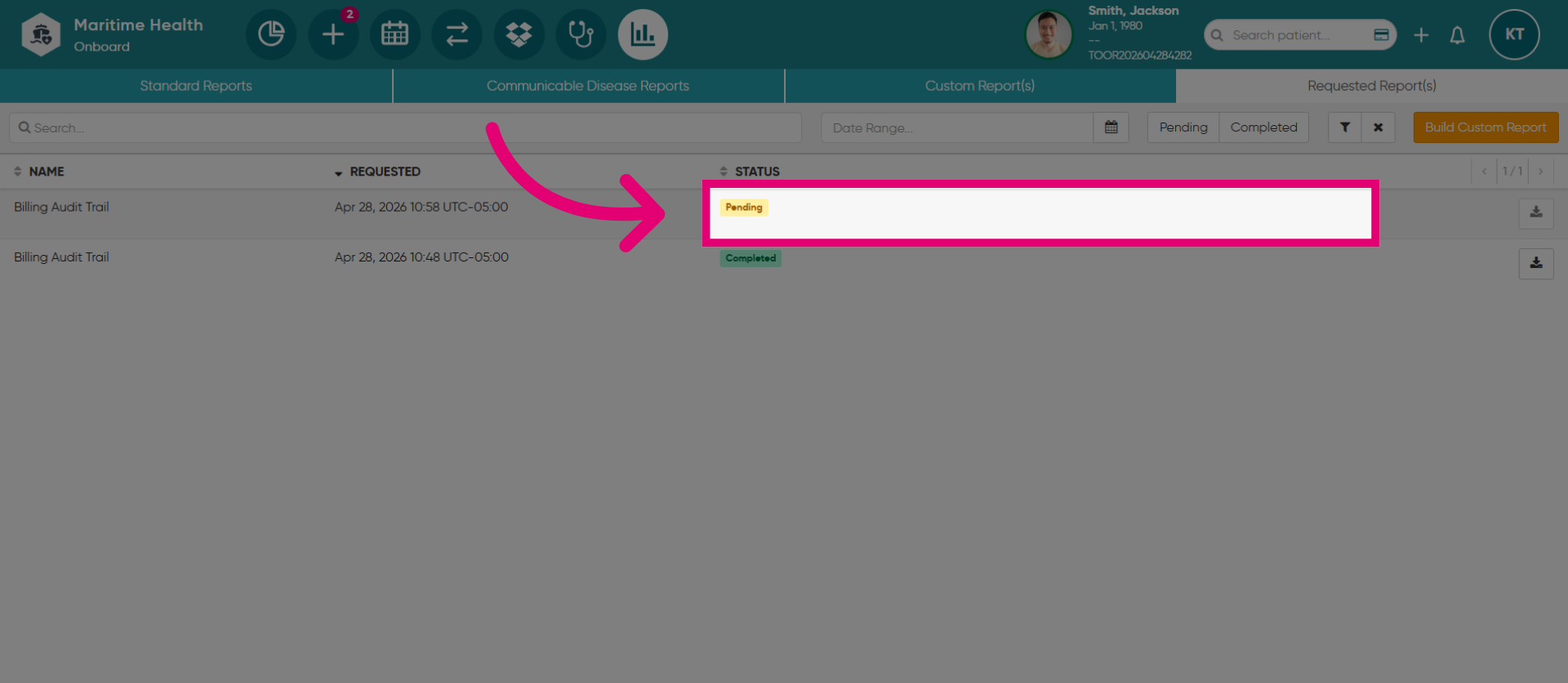 Filter Pending Reports