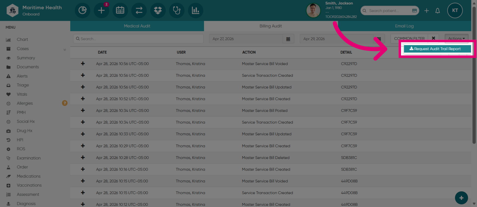 Request Audit Trail Report