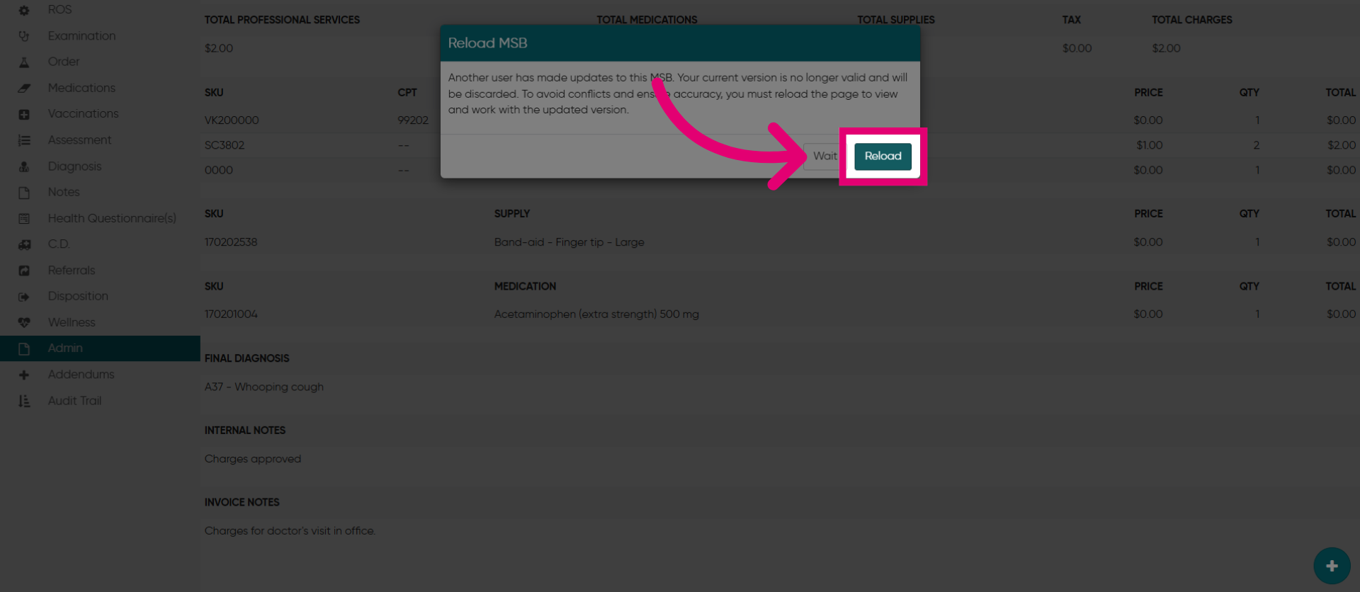 Reload Billing Data