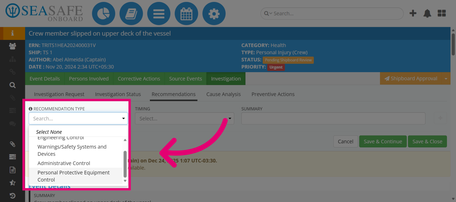 Choose Recommendation Category