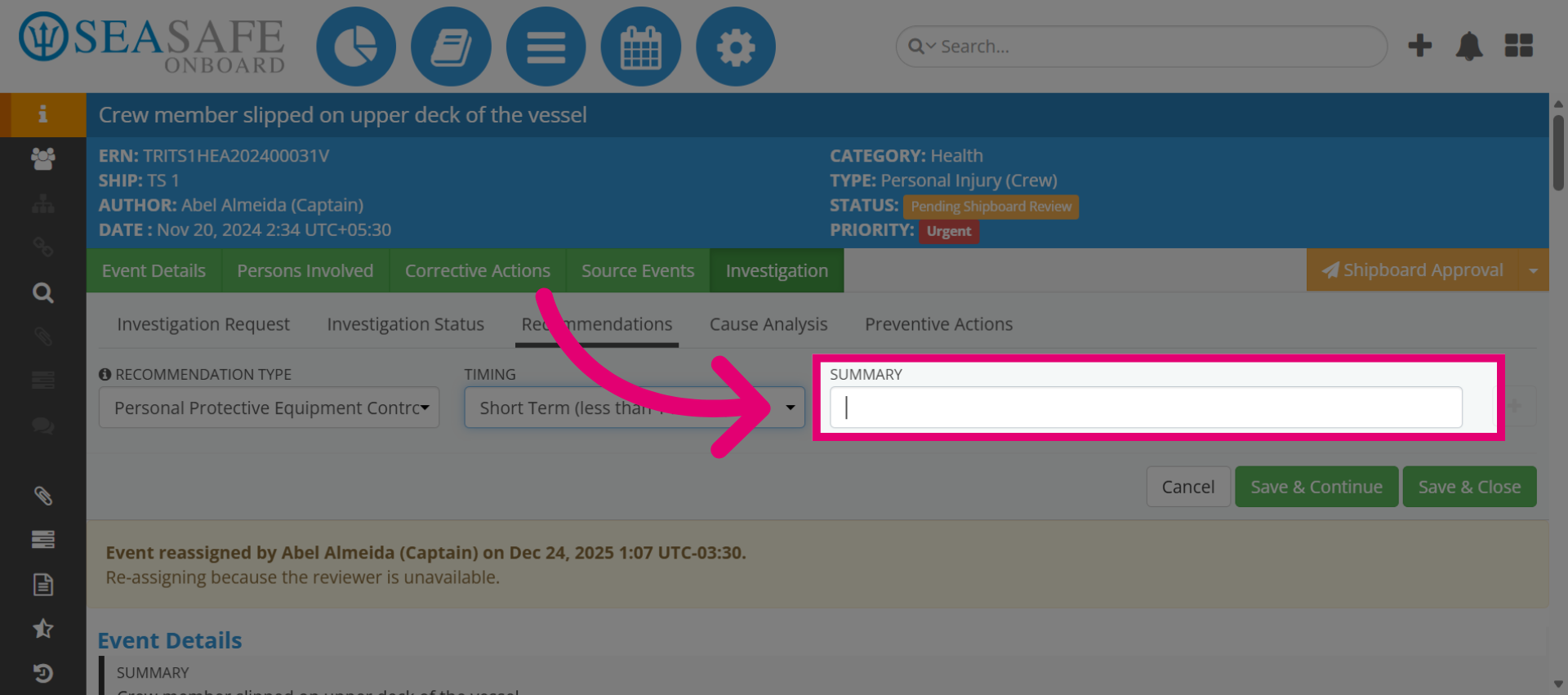 Access Recommendation Details