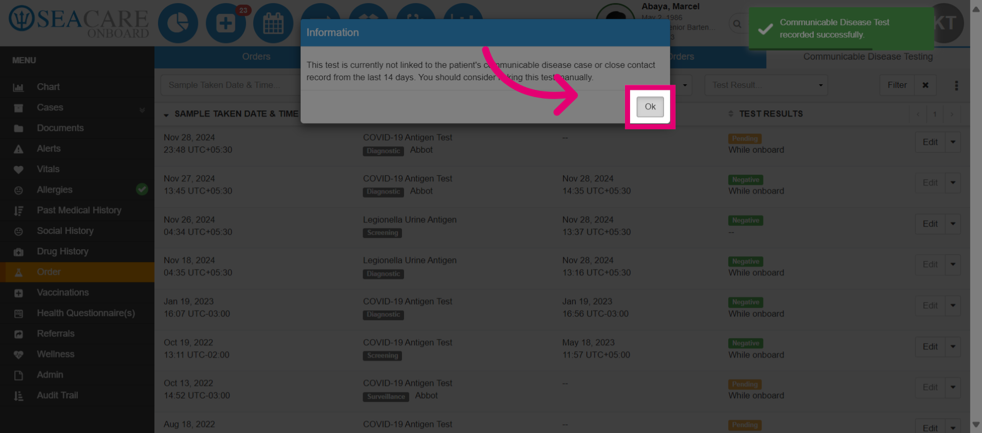 Select 'Ok'