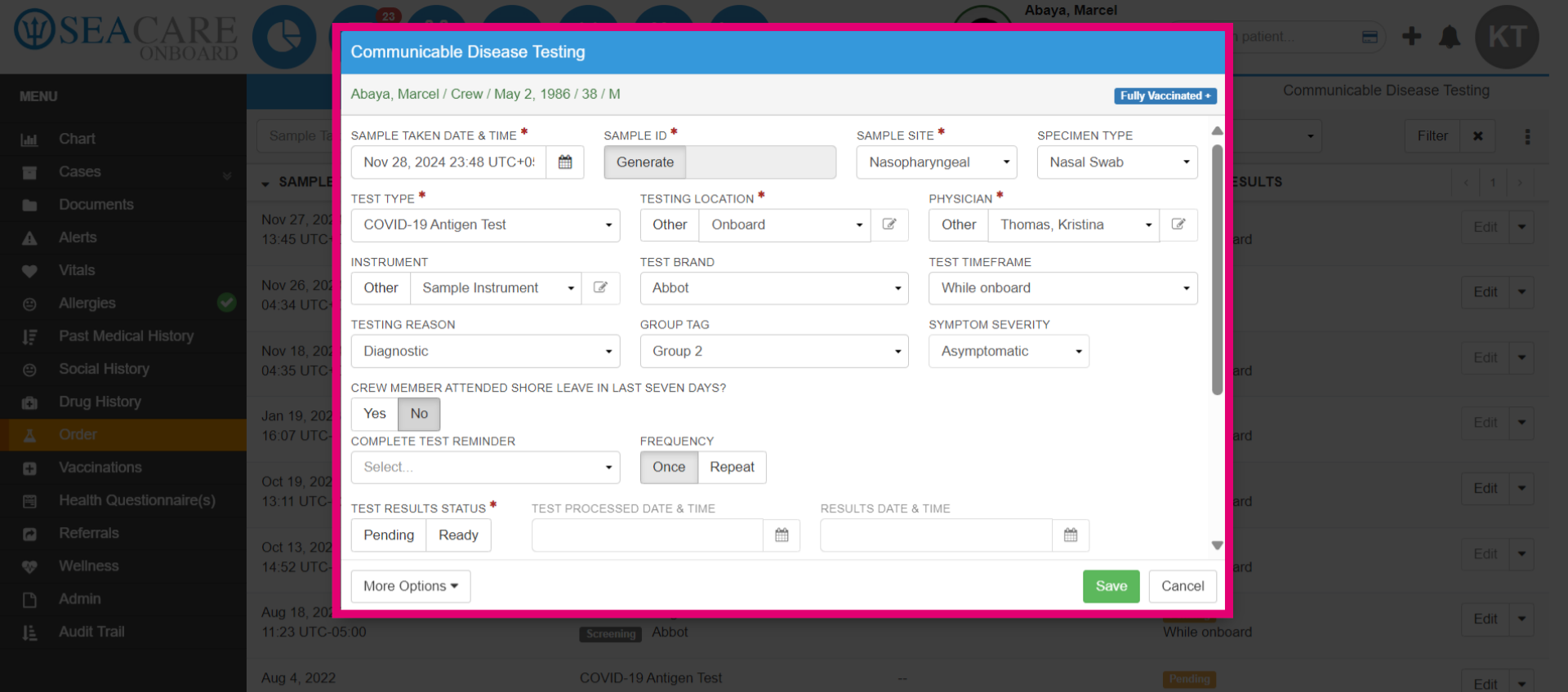 Add the test details