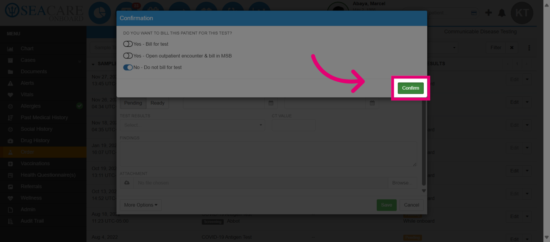 Click 'Confirm'