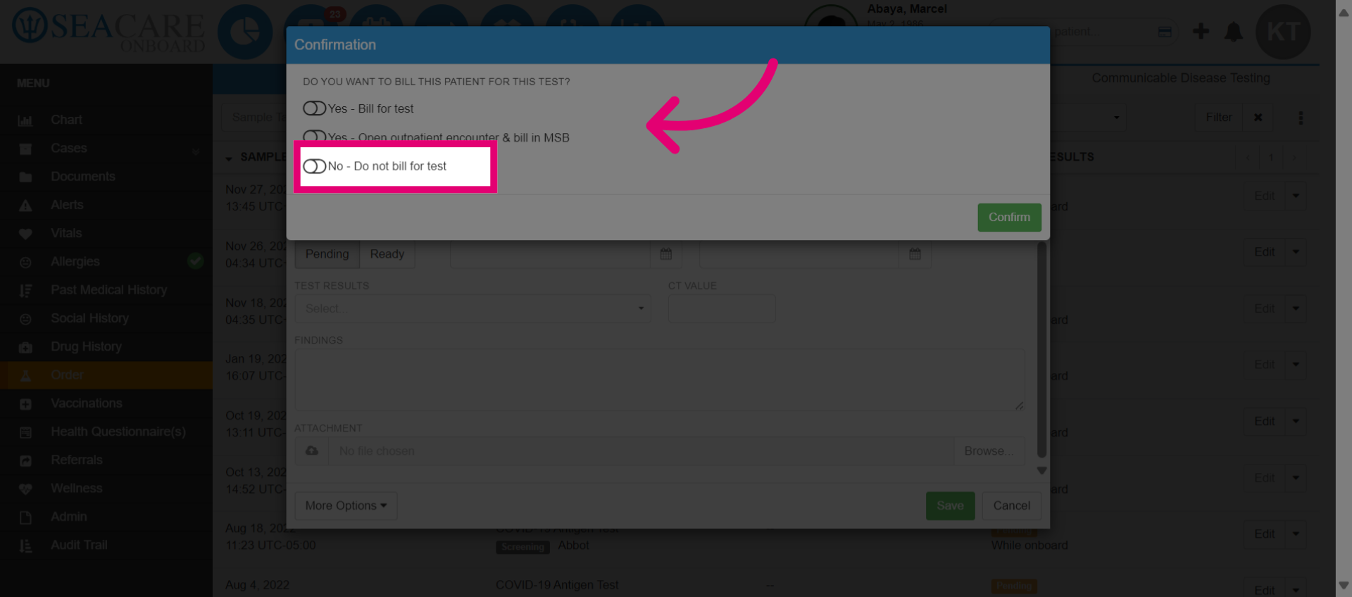 Choose billing option
