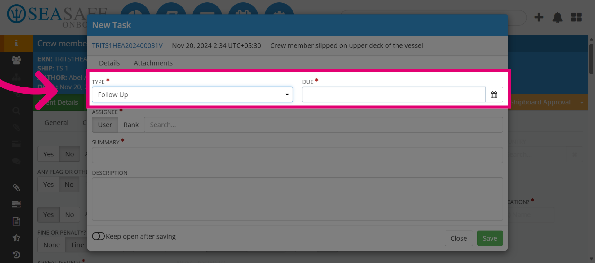 Select Task Type