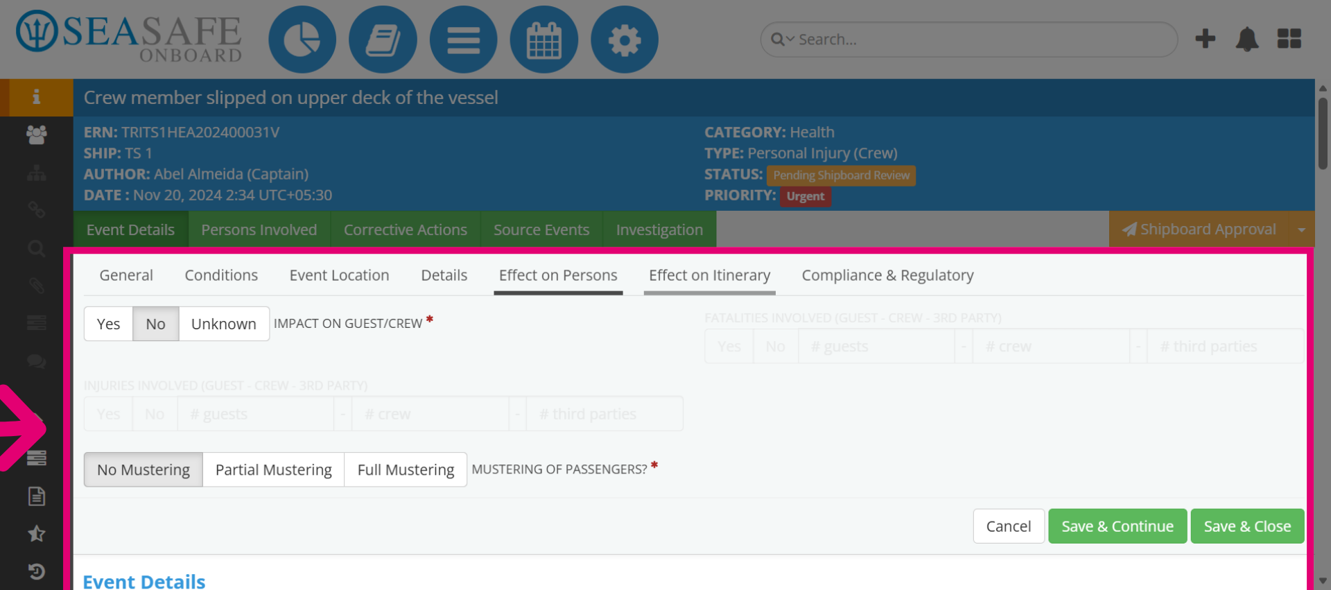 Check Effect on Itinerary