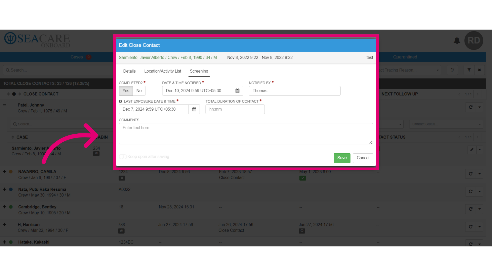 Click 'Completed? Yes/No...'