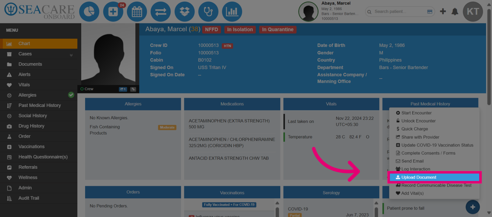 Select 'Upload Document'