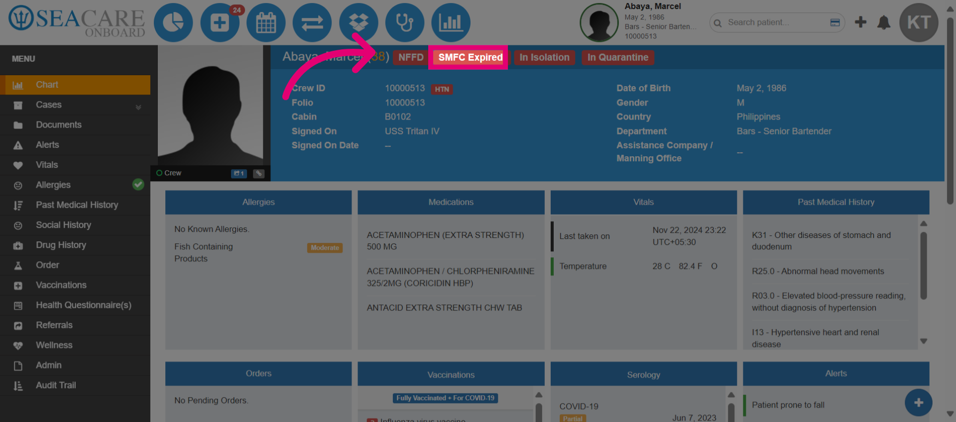 View 'SMFC Expired' status