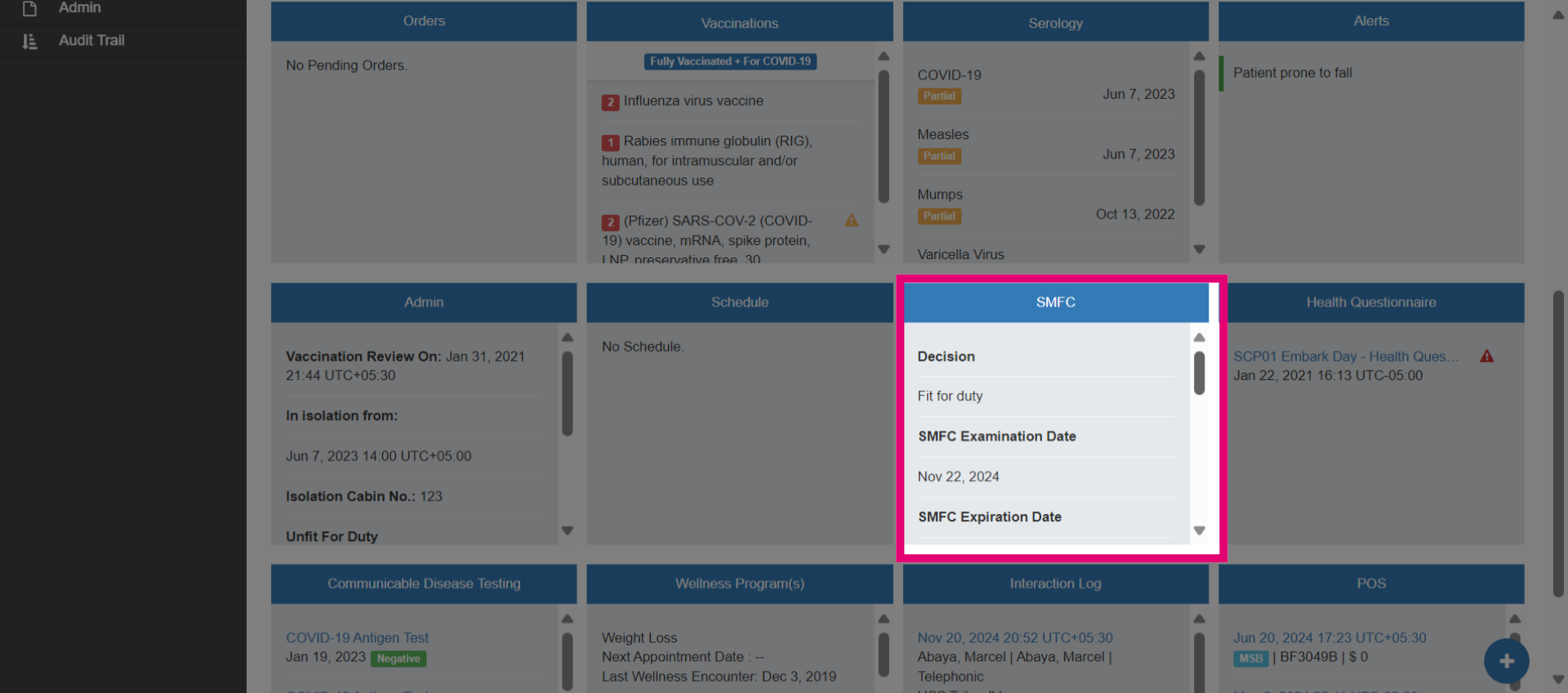 Click 'Decision
Fit for duty
SMFC Examination Date
Nov 22, 2024
SMFC Expiration Date
...'