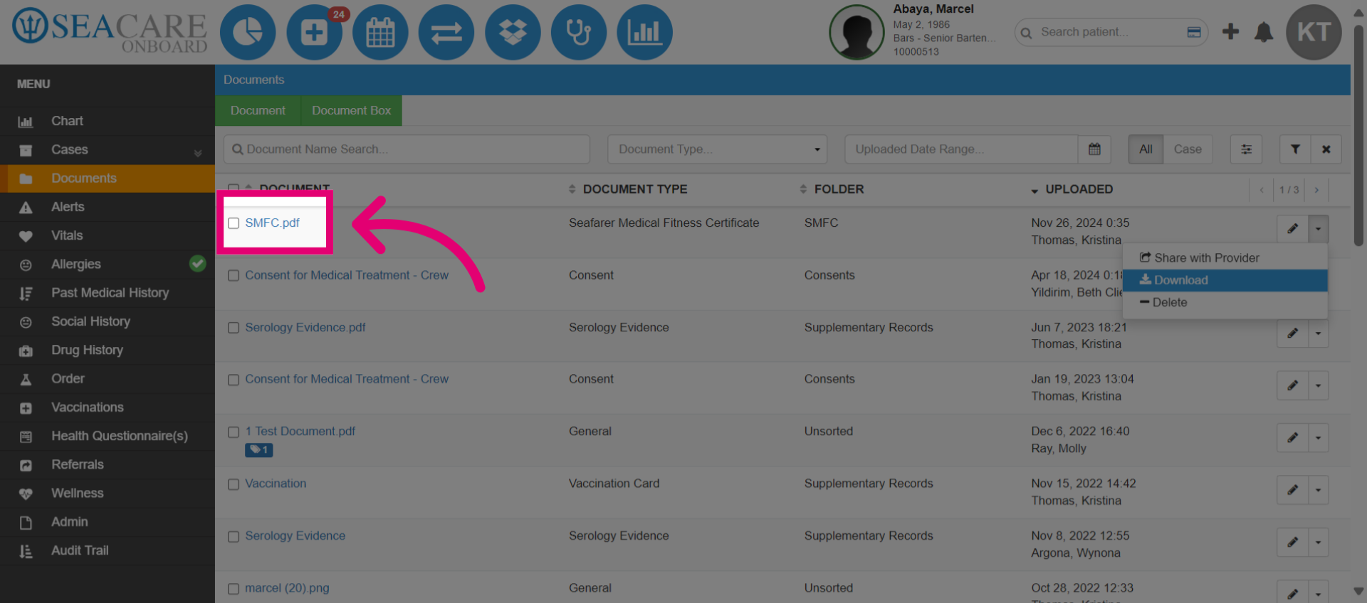 Open the document details
