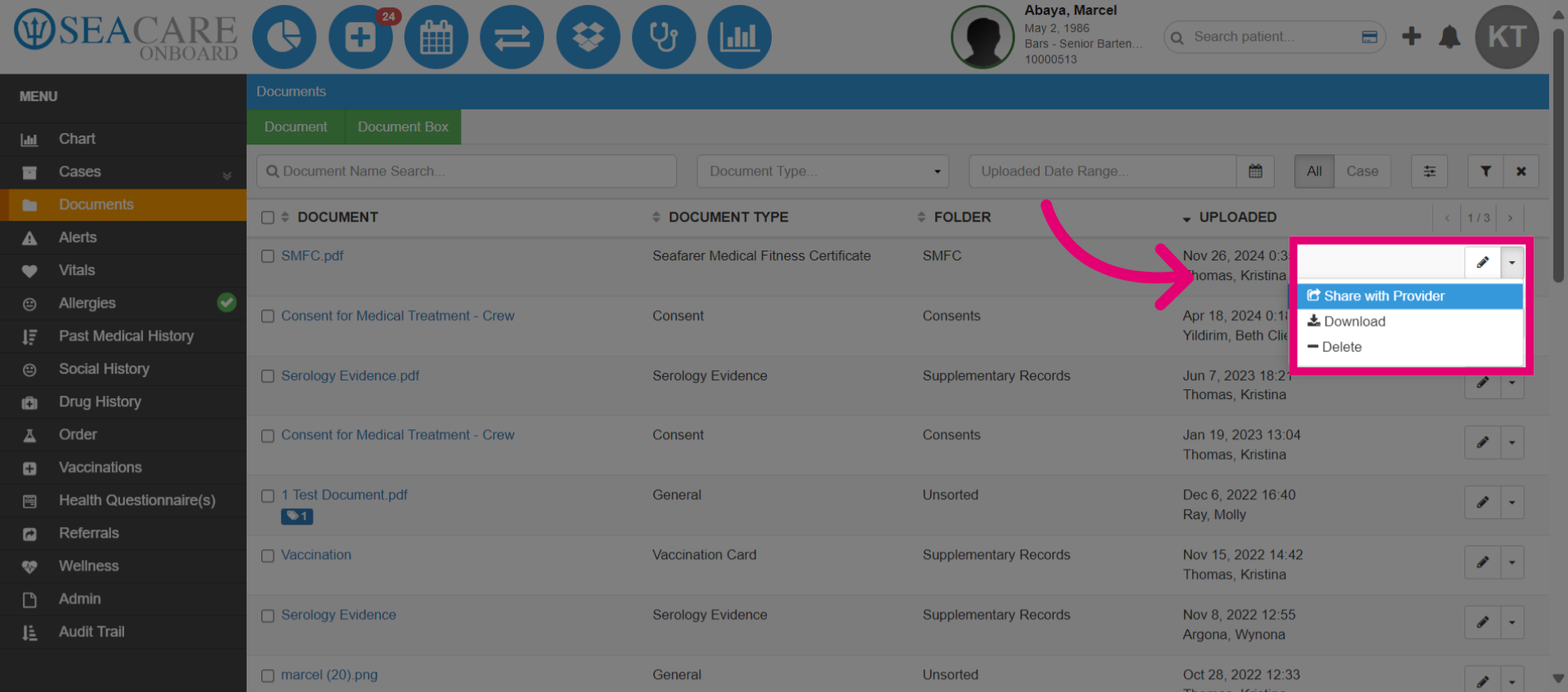 Select 'Share with Provider'