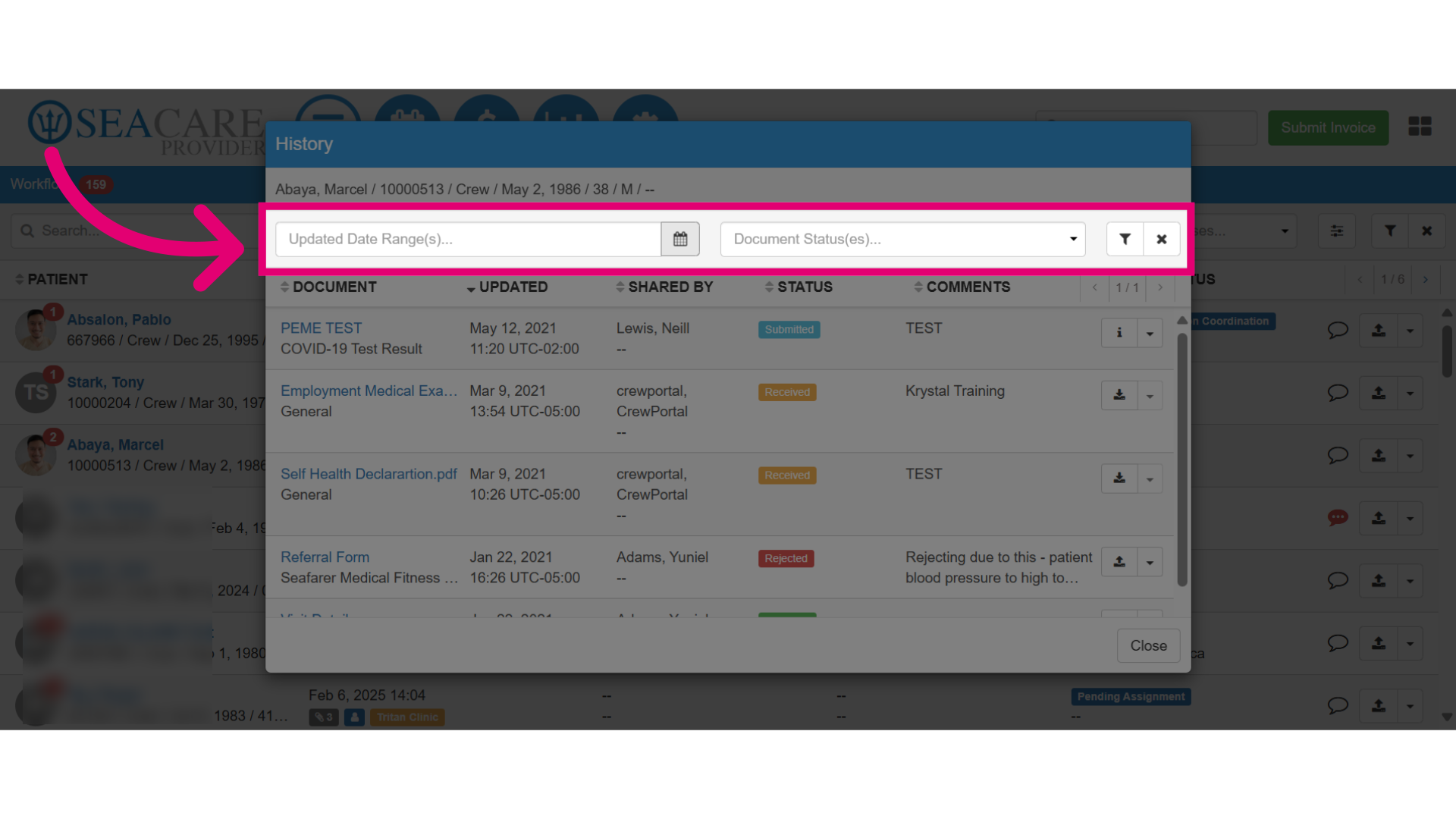 Search documents using filters