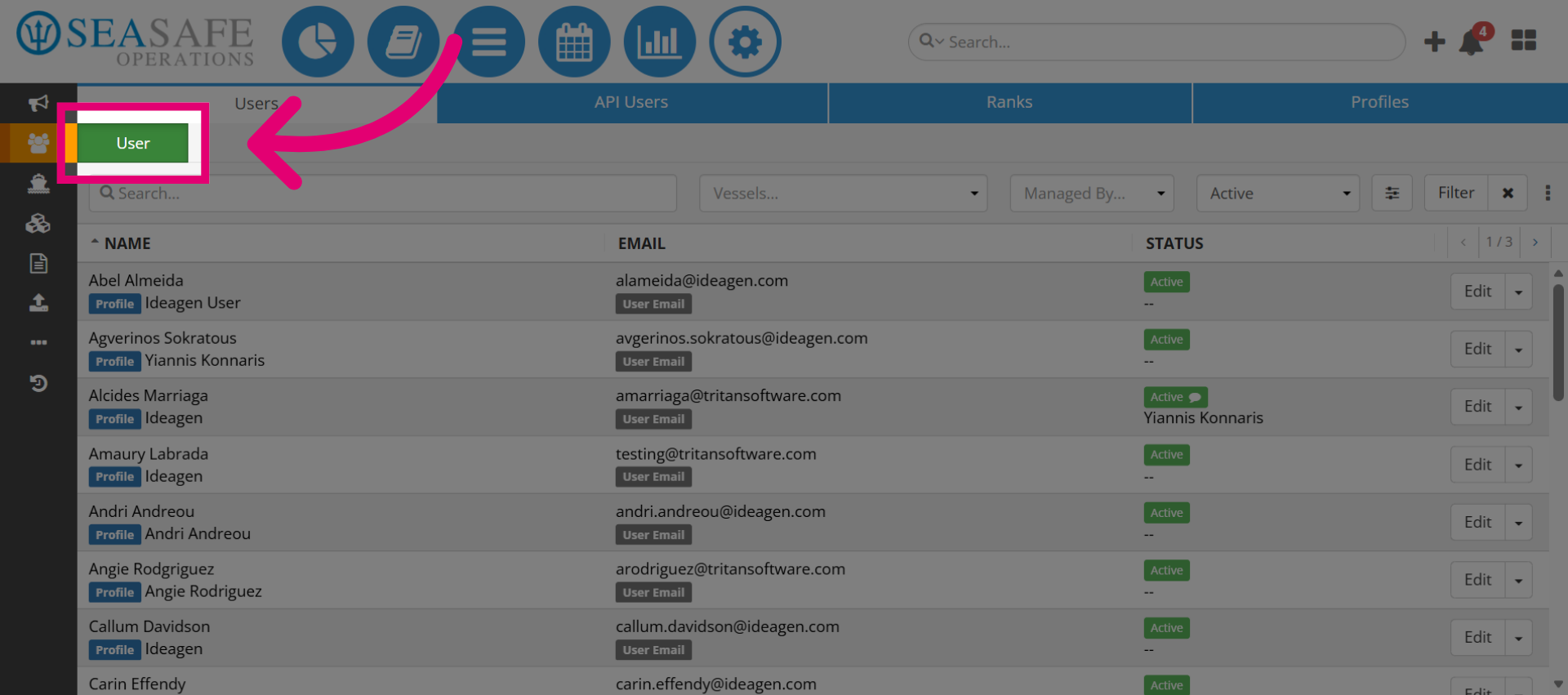 Navigate To User Section