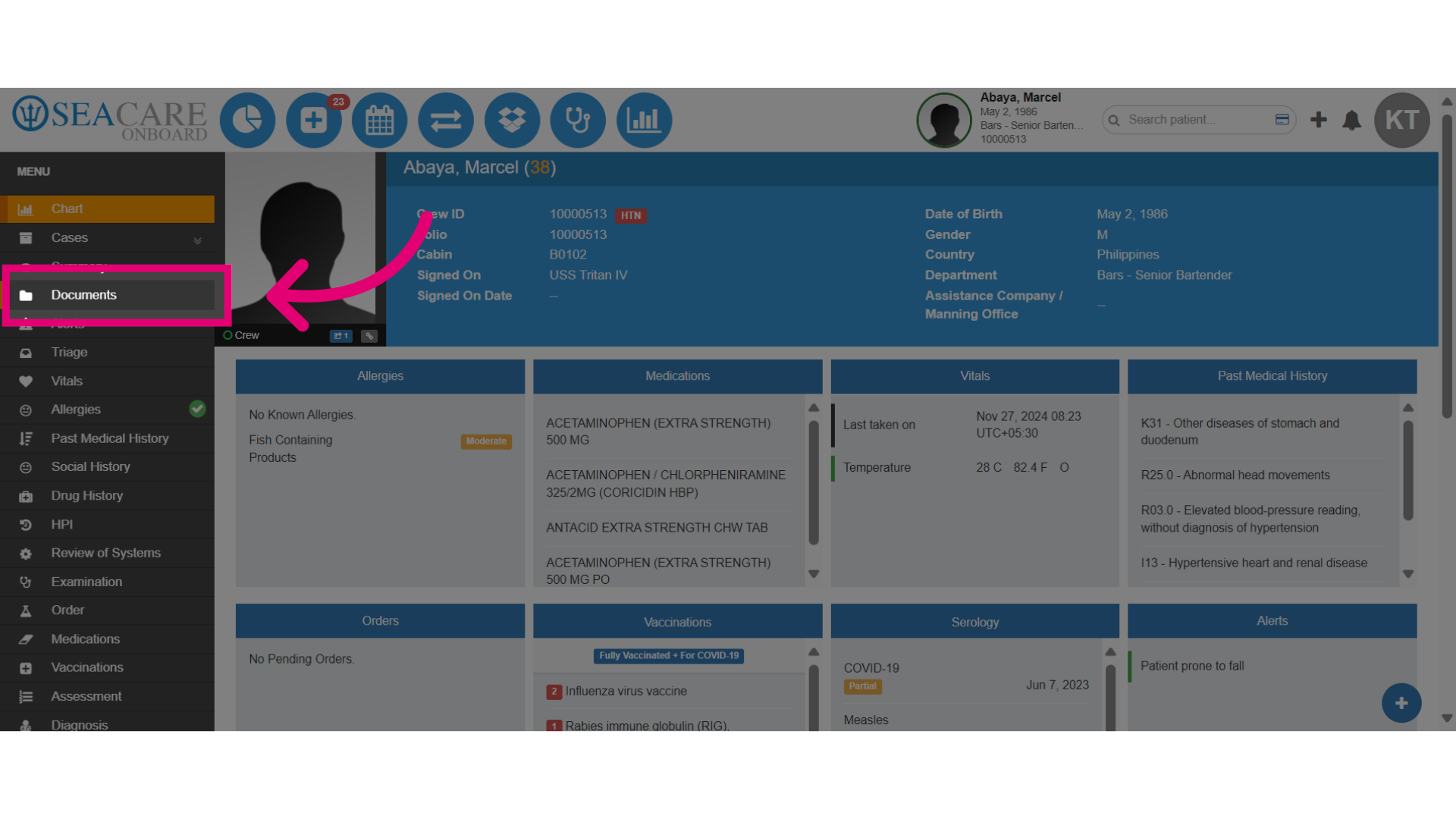 Access the 'Documents' section