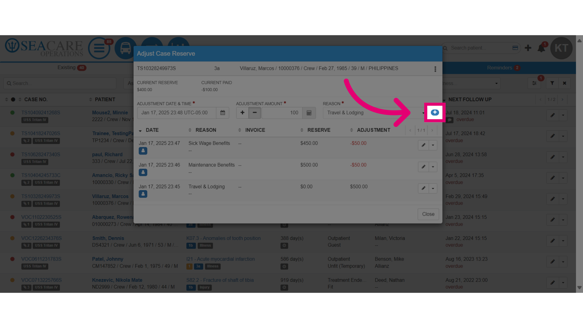 Select the add button