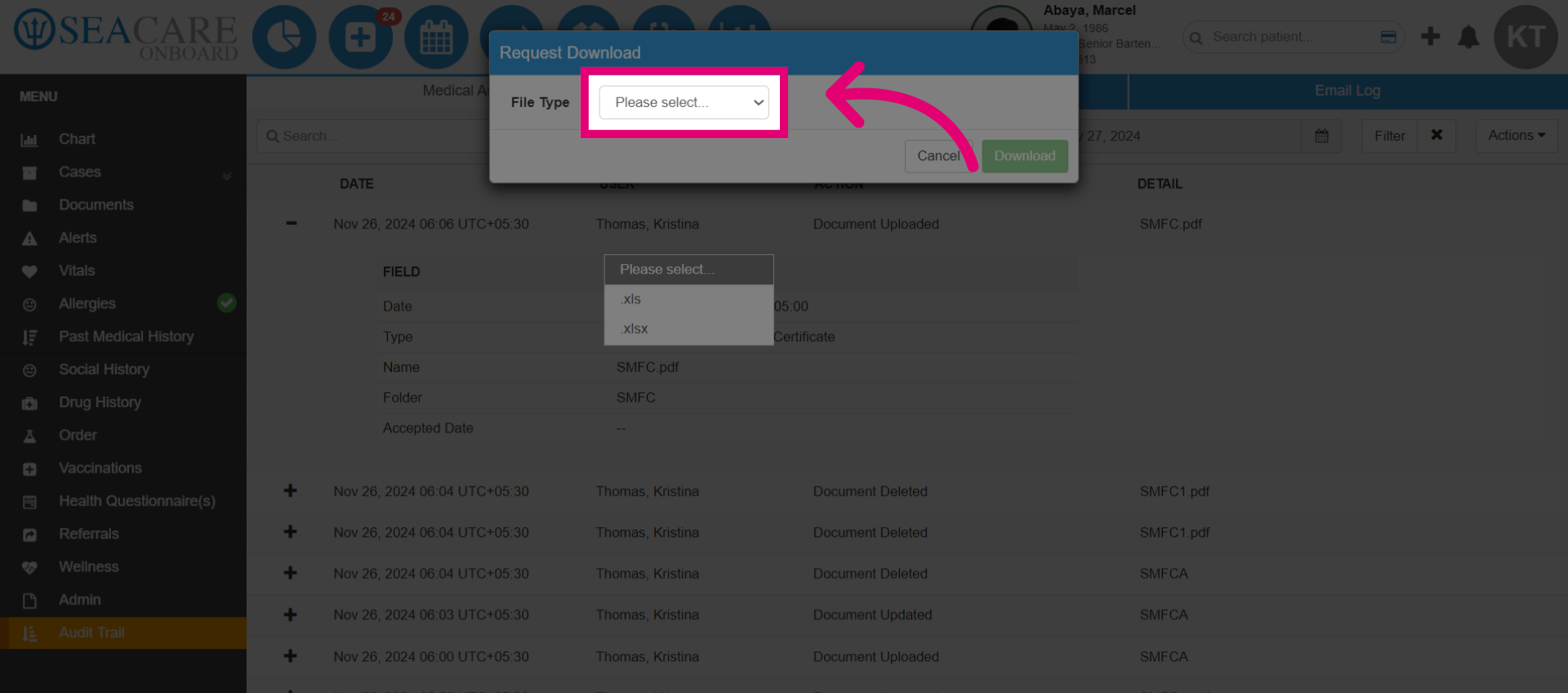 Select the file type
