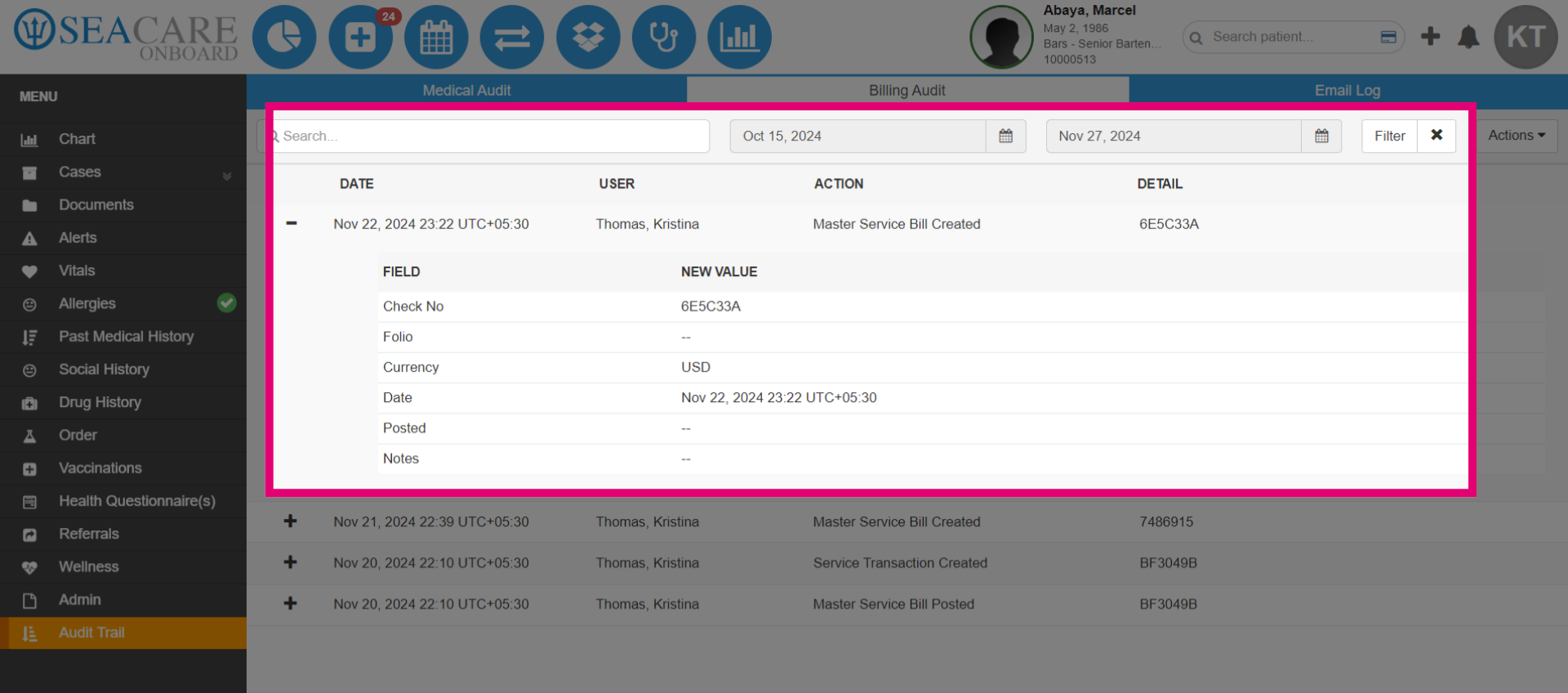 View billing information