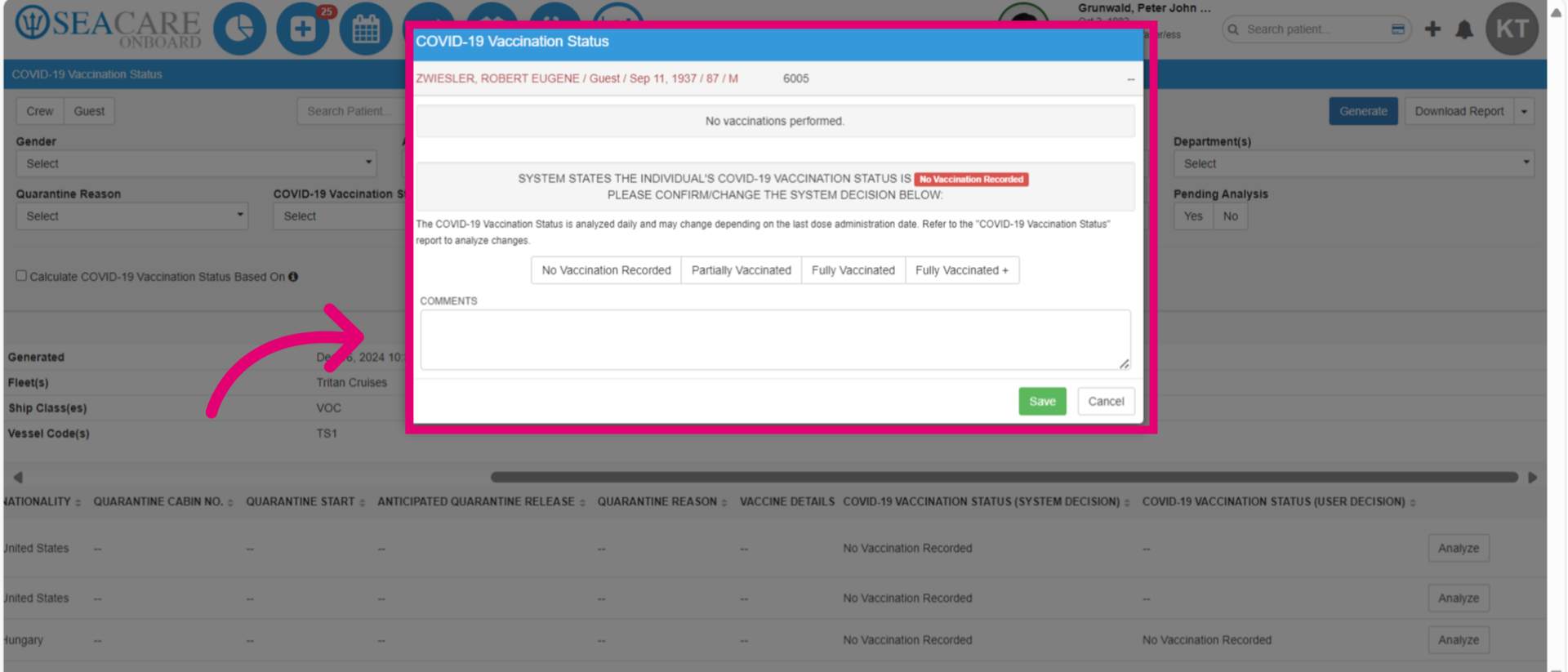Update the COVID-19 Vaccination Status