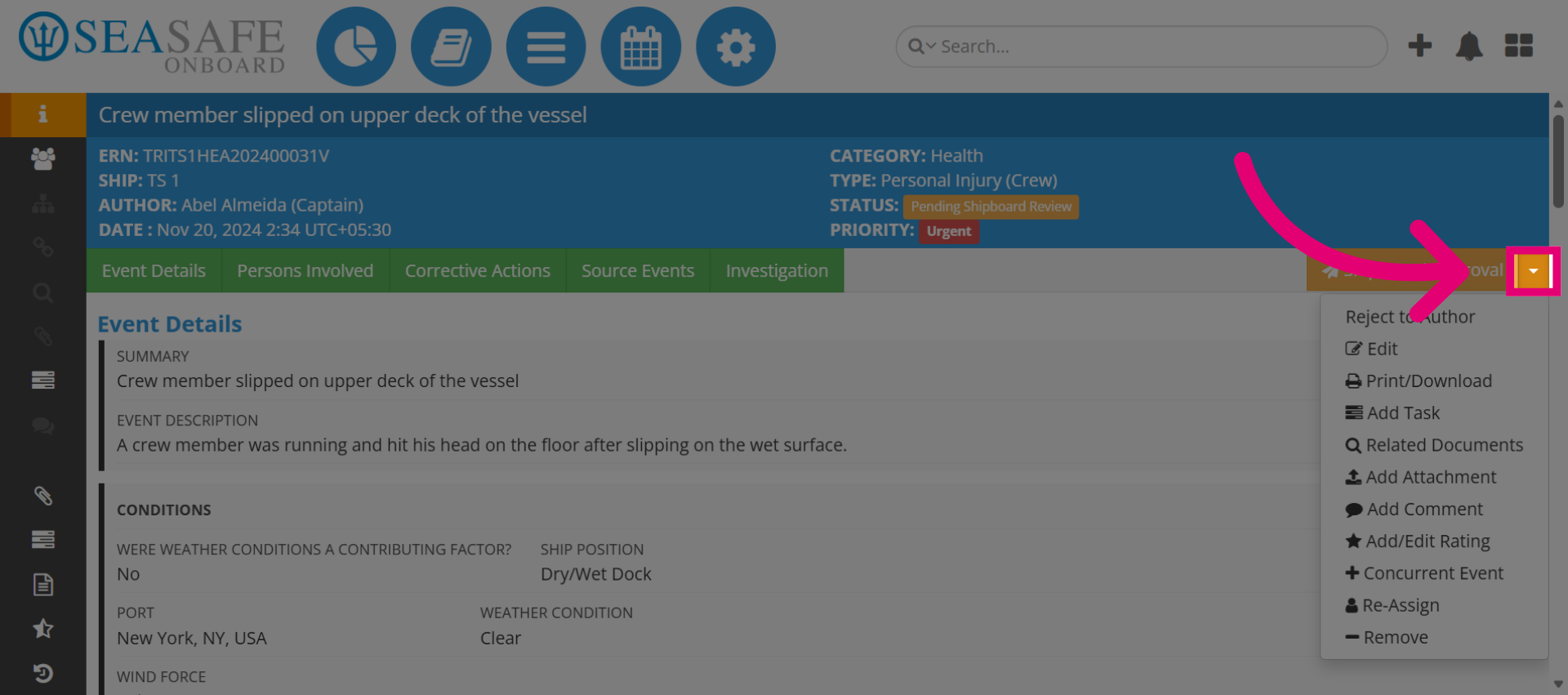 Open Report Options