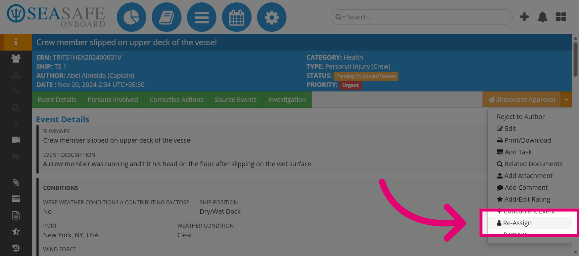 Select Reassign Option
