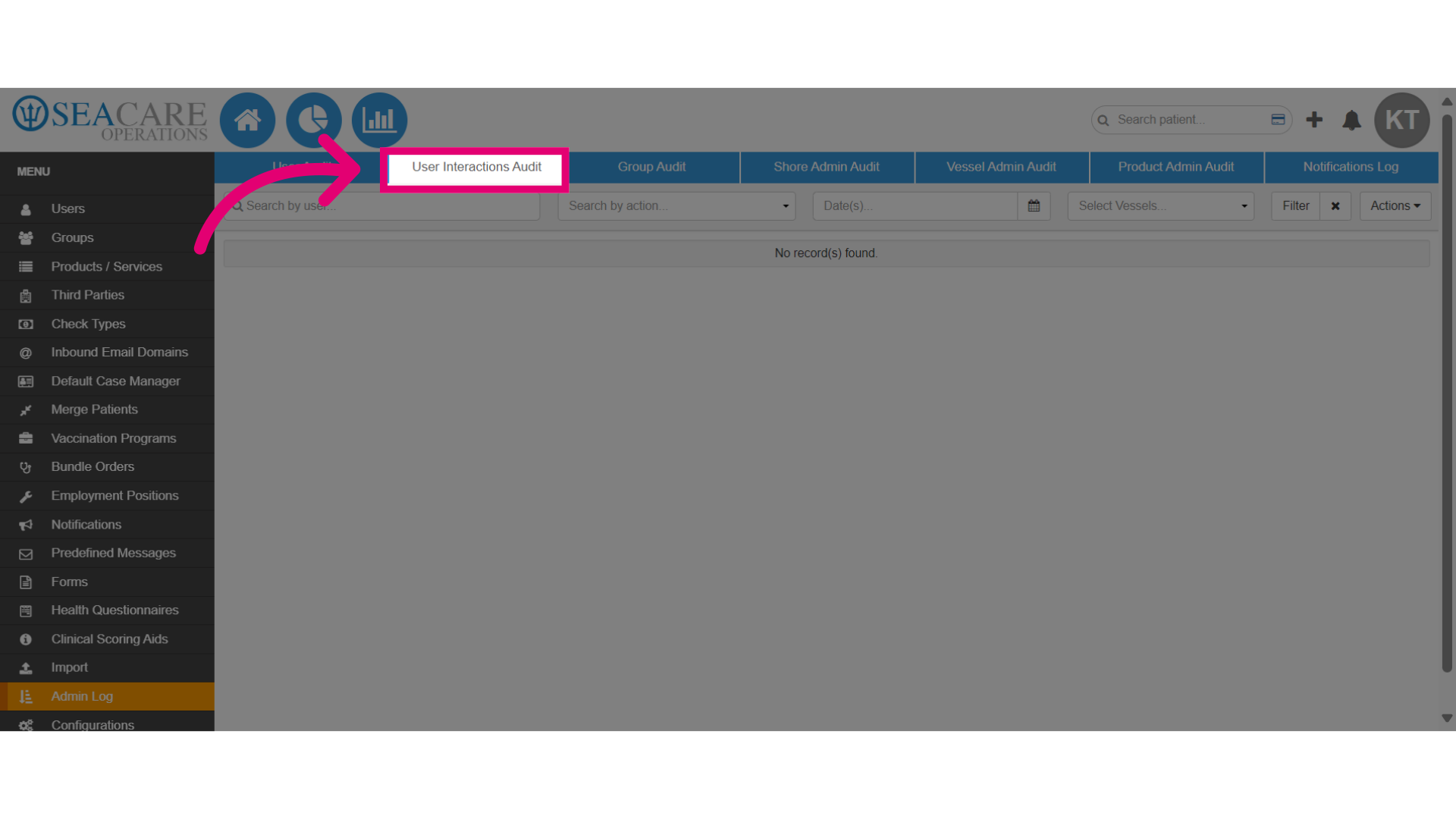 Select 'User Interaction Audit'