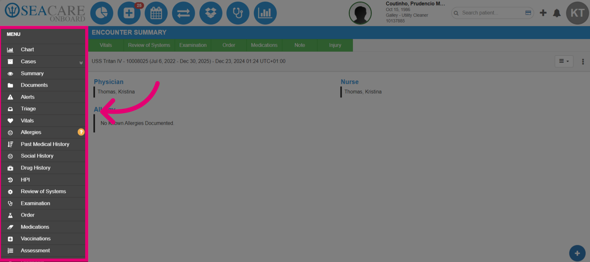 Add the encounter details