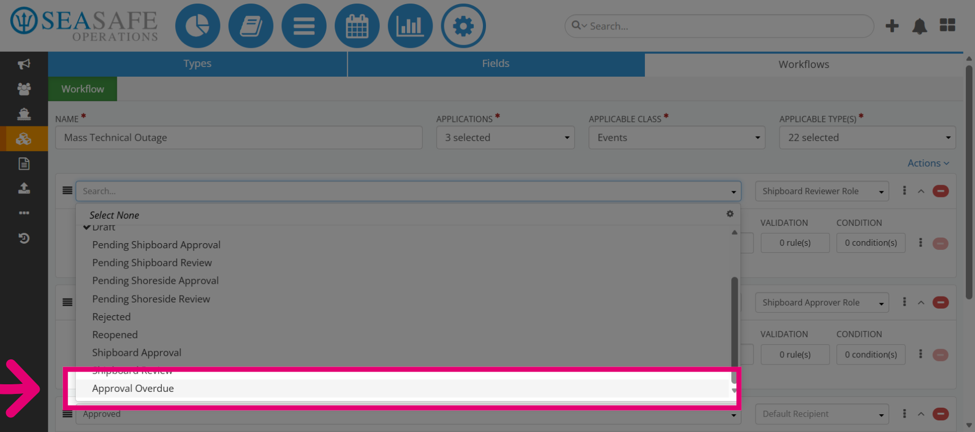 Select Approval Overdue Status