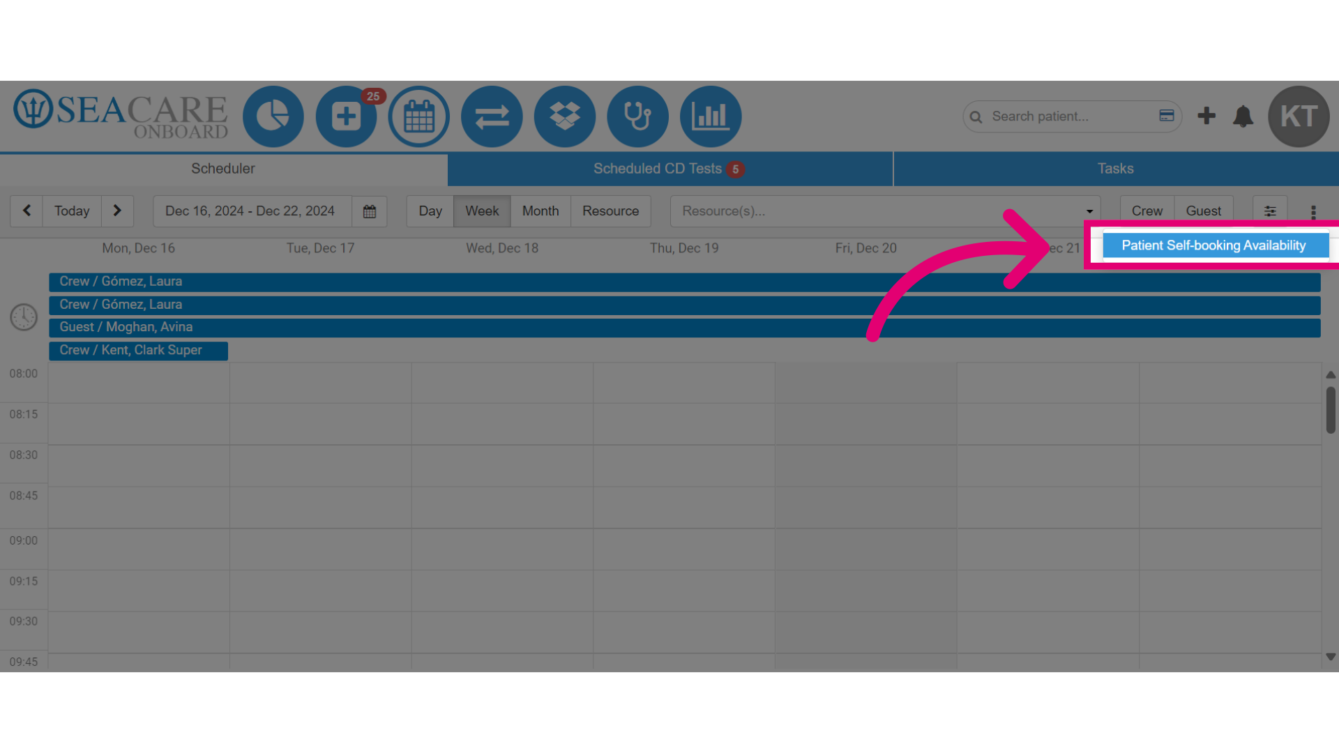 Click 'Patient Self-booking Availability'