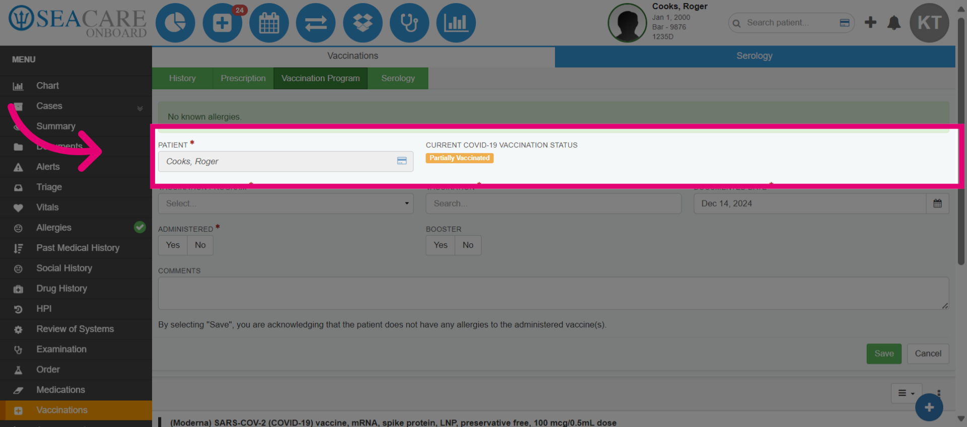 View current COVID-19 vaccination status