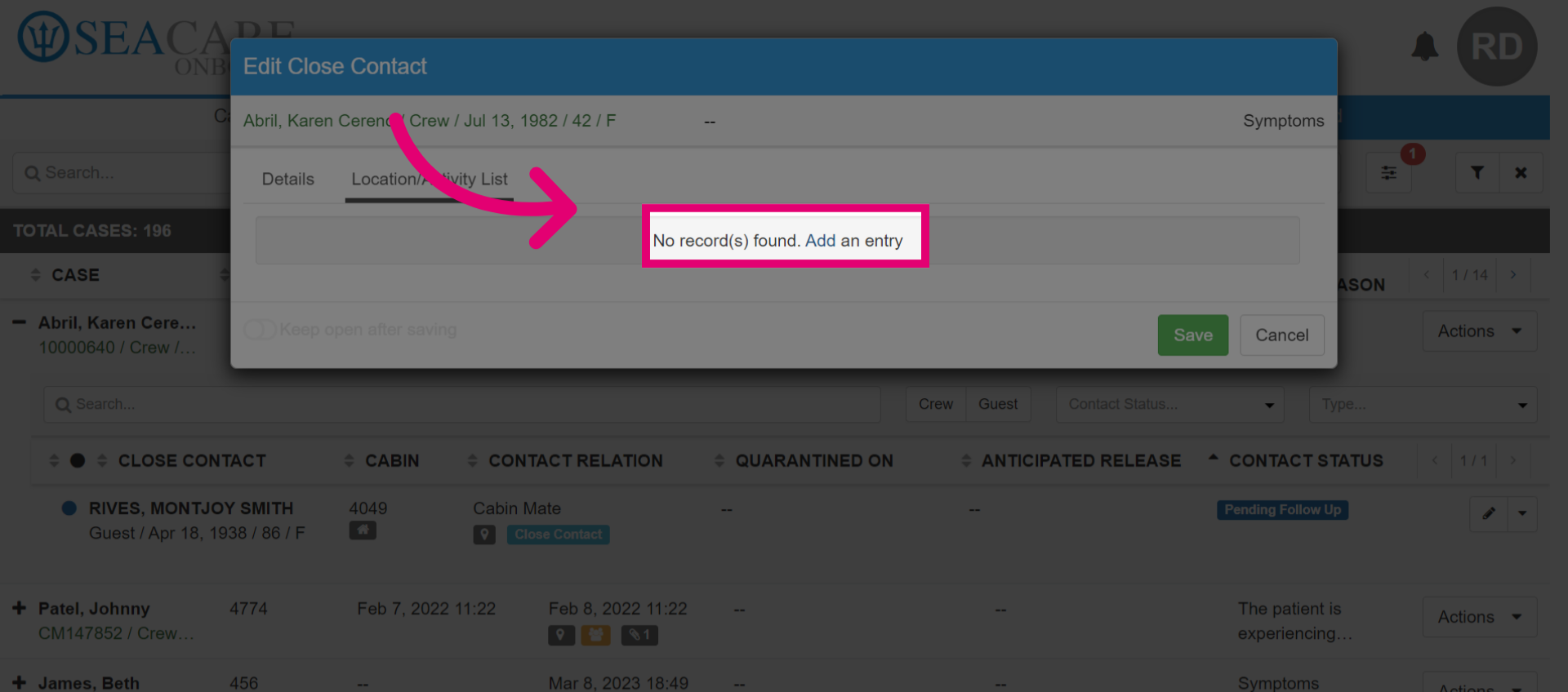 Add a new 'Location/Activity'