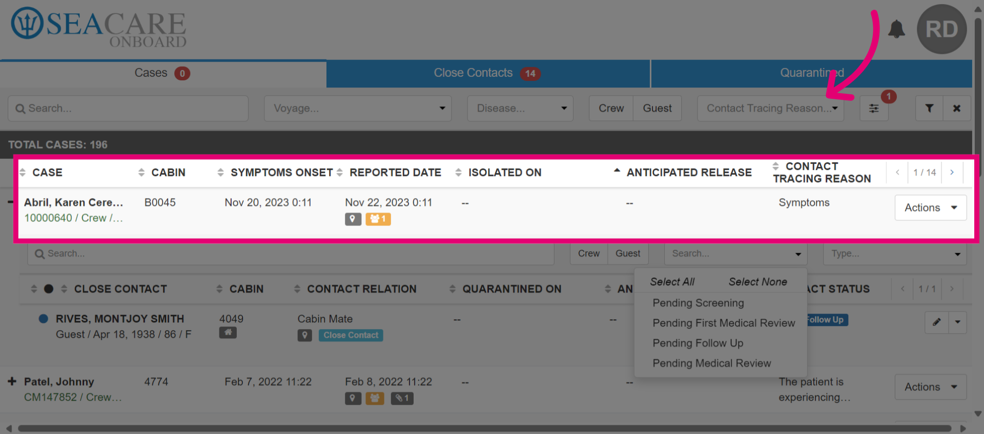 Review the Index Case details