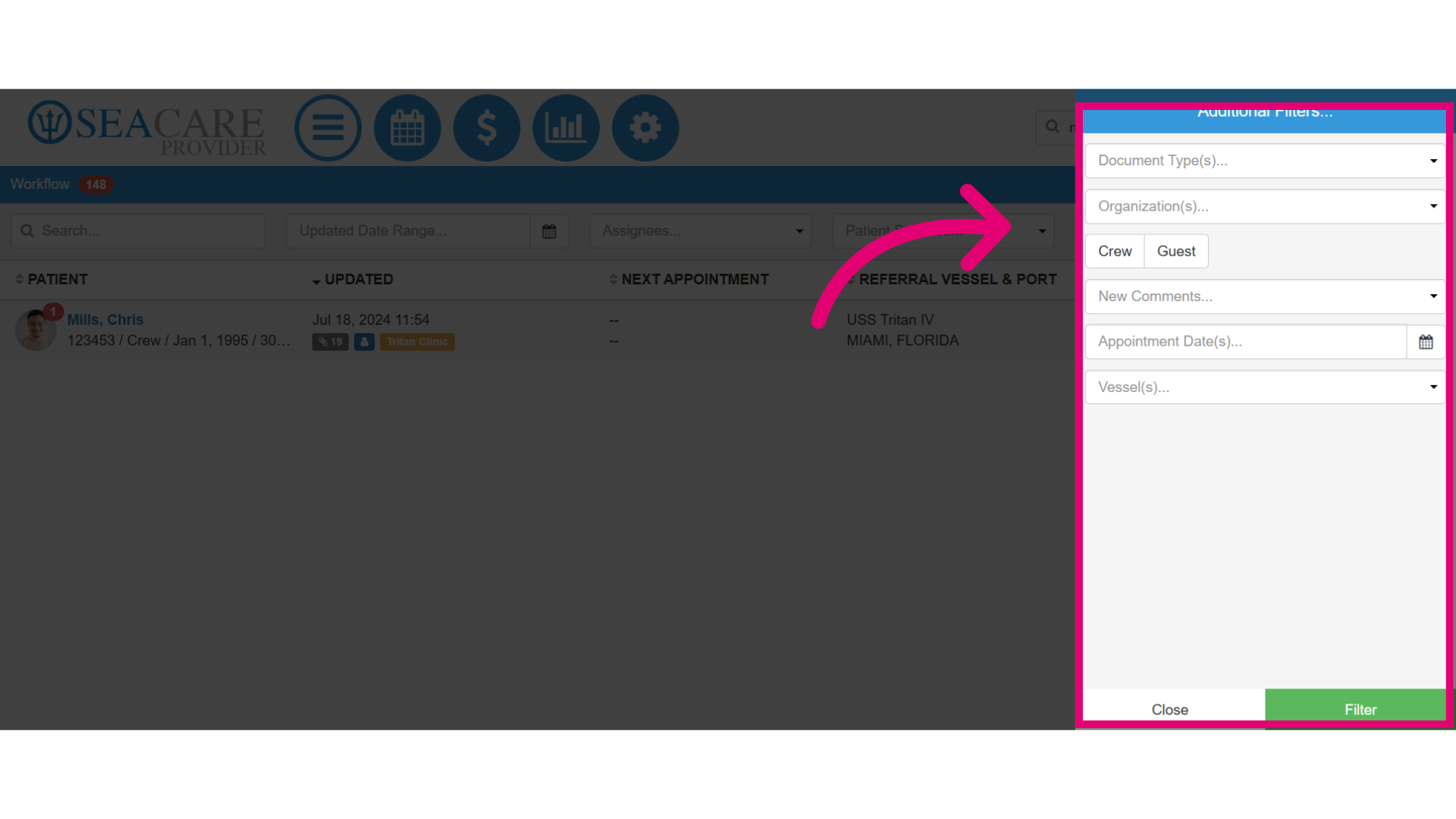 Use search filter opions