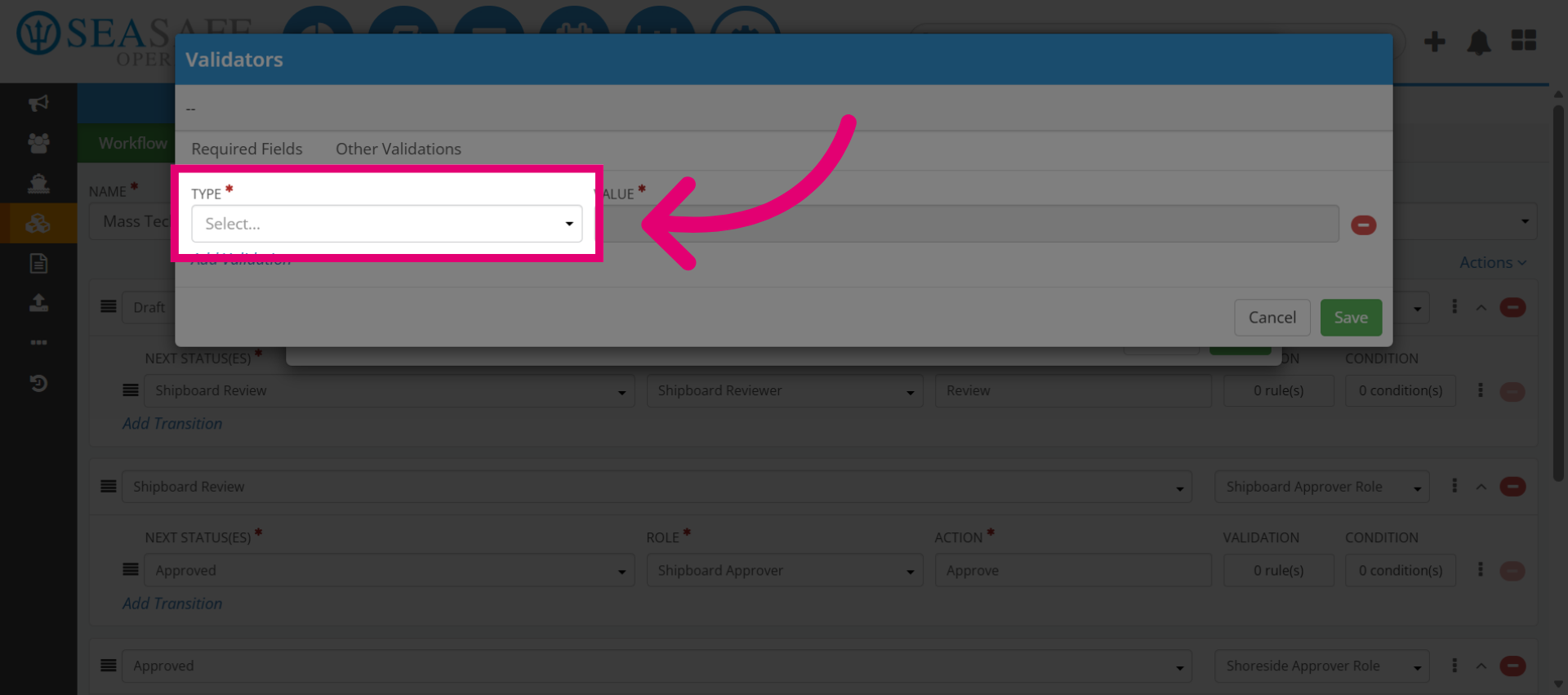 Choose the Validation 'Type'