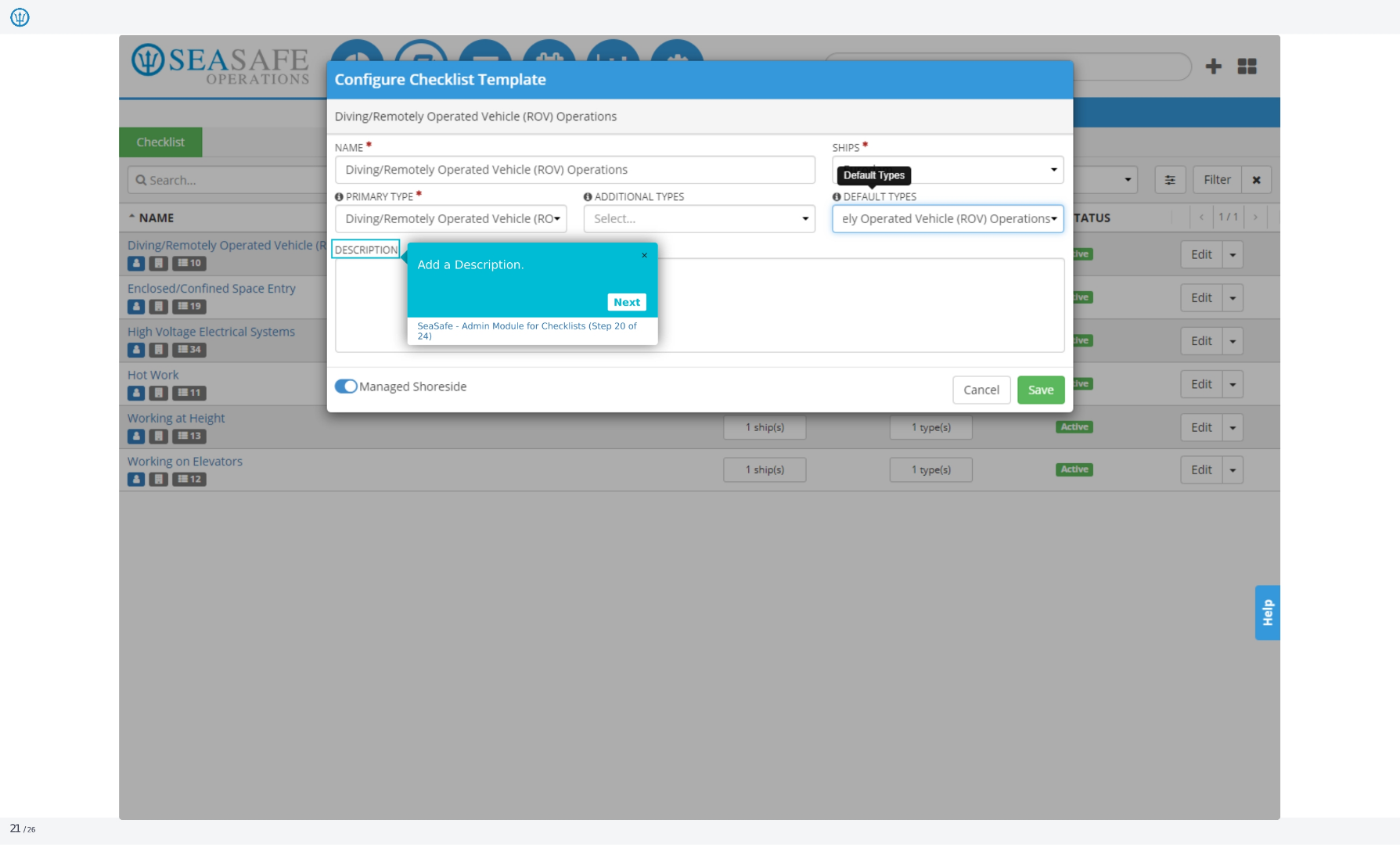 Configure Checklist Template