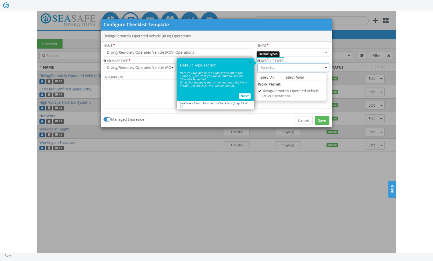 Default Type section