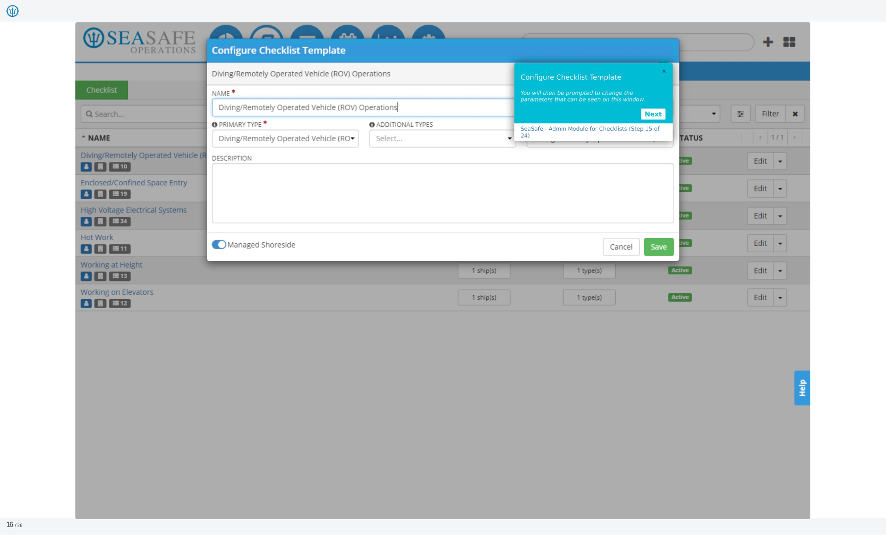 Configure Checklist Template