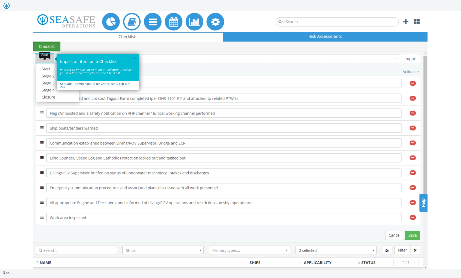 Import an item on a Checklist