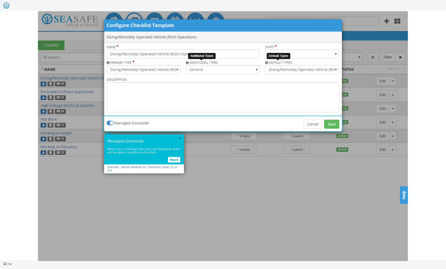 Configure Checklist Template