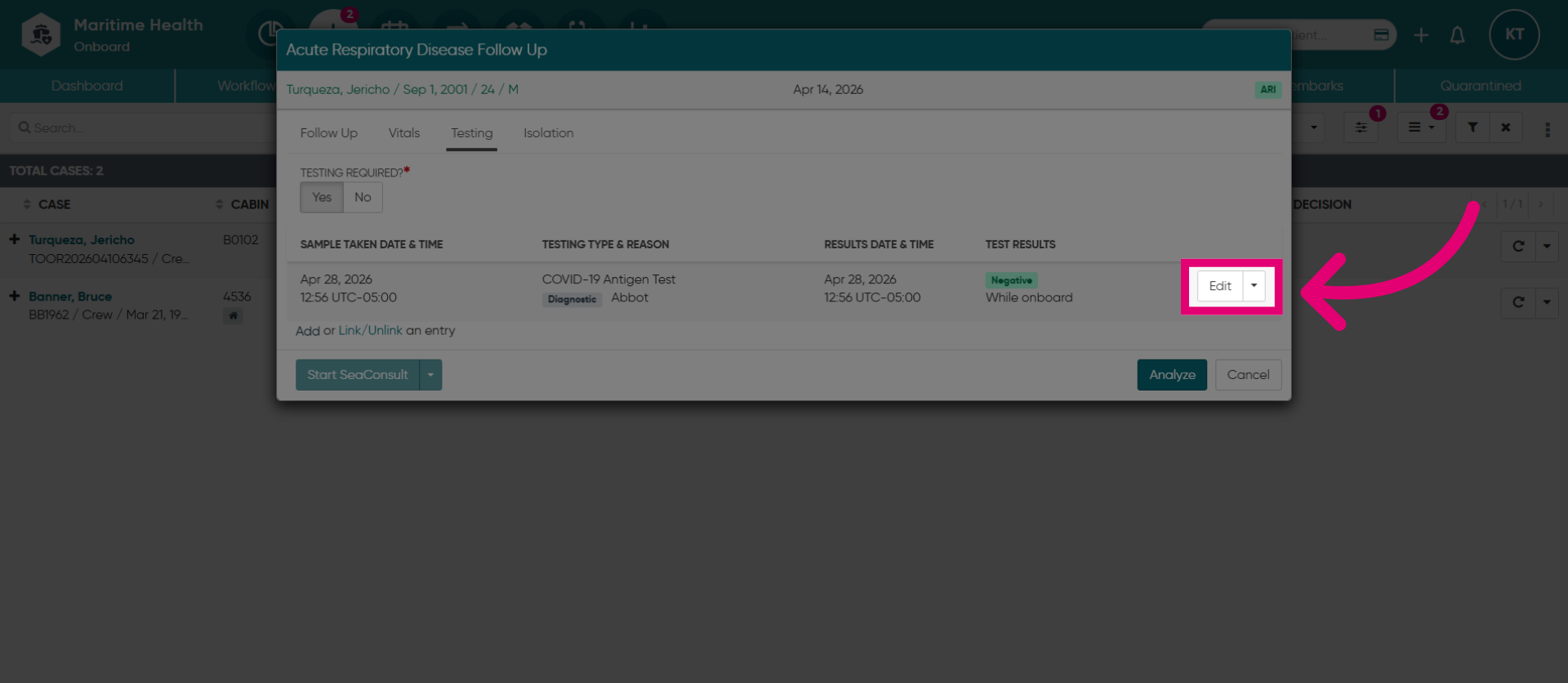 Select an existing test