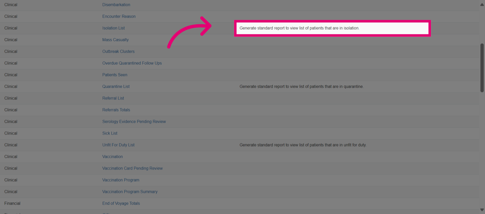 View the description of the report