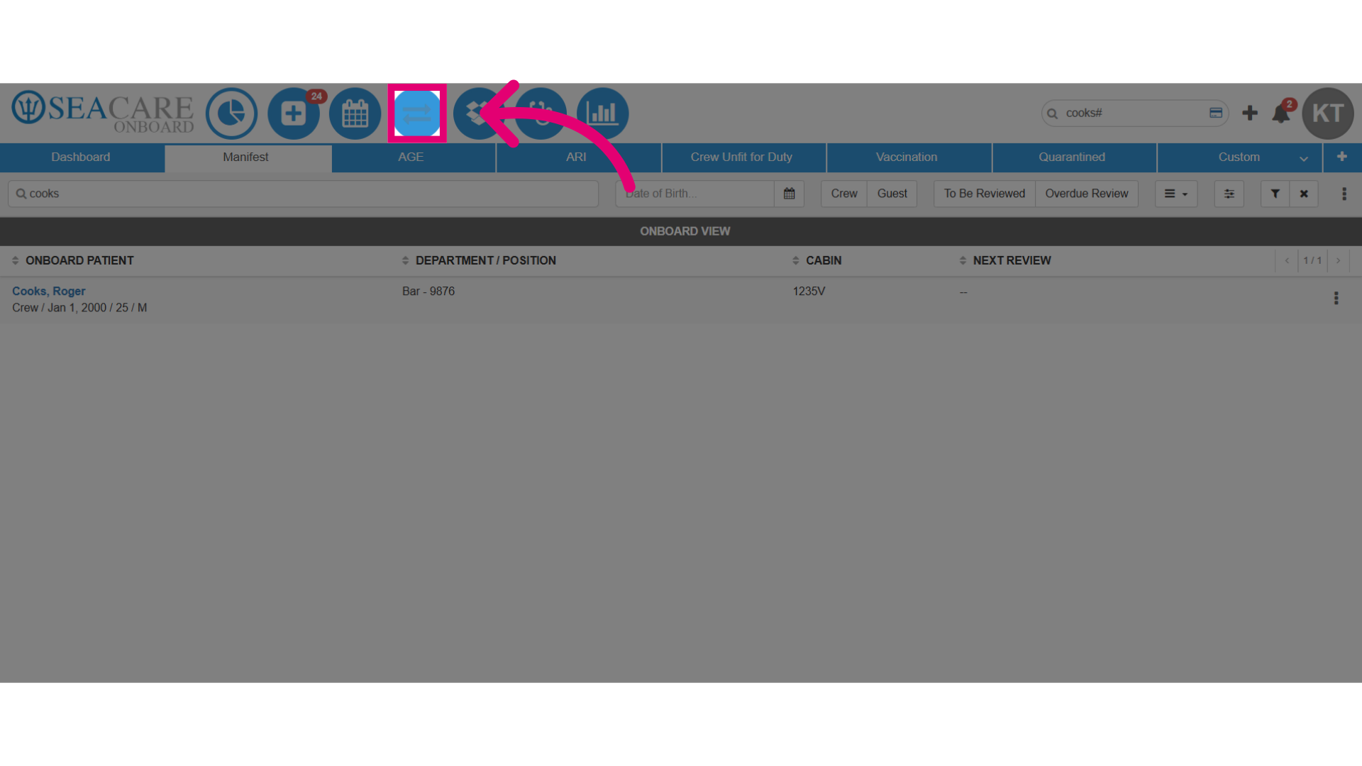 View the patient in the Health Information Exchange list